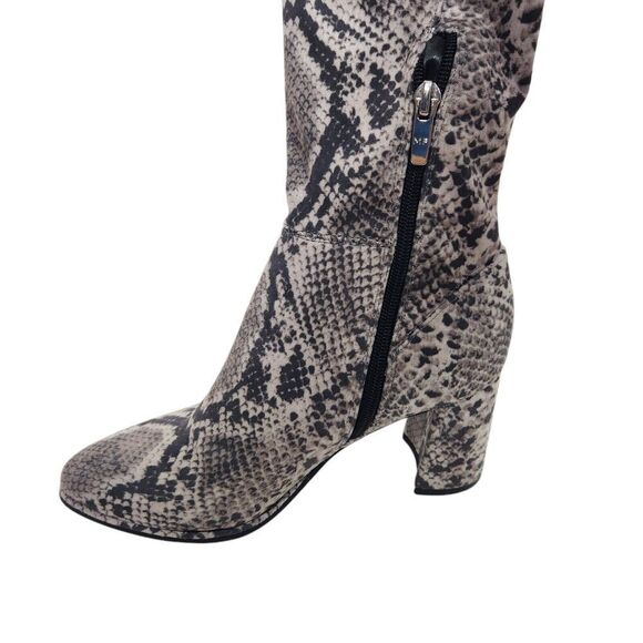 MARC FISHER Boots Womens 6 Black Snake Print Darton Over The Knee‎ Shoes Heeled - Picture 4 of 12